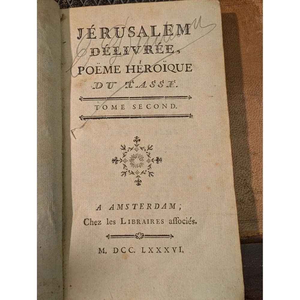 Antique 1786 Jerusalem Delivree Torquato Tasso French Leather Book Vol 2
